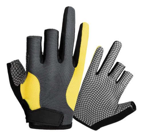 Guantes Con 3 Dedos , Para Mujer Y Hombre, Gris Amarillo