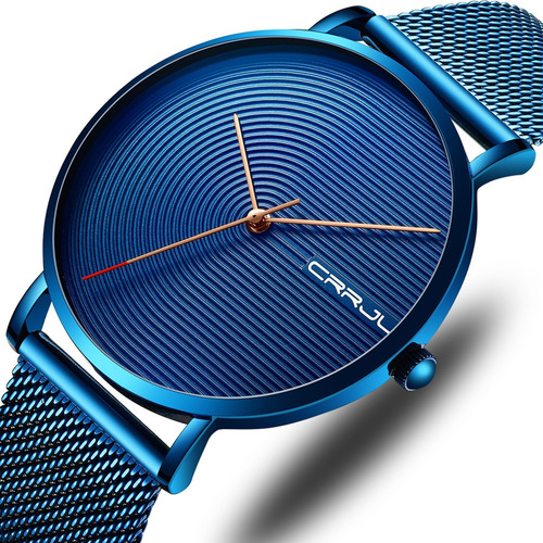 Crrju Reloj De Hombre Ultrafino Moderno Casual Color Azul