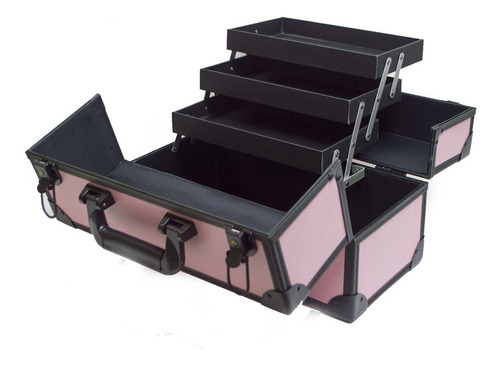 Imagen 2 de 5 de Maletin Con Reparticiones Rosa+negro 35x18x23.5