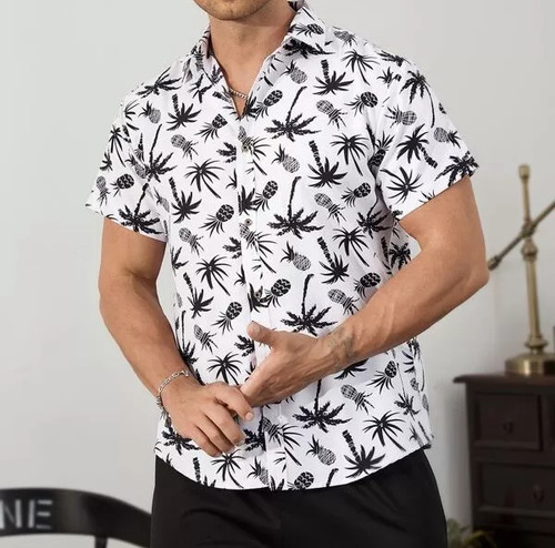 Camisa Hawaiana Moda Casual Estilo Slim Fit Para Hombre