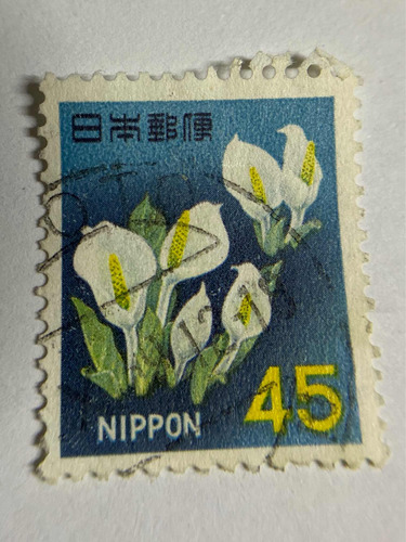 Sello Postal Japón 1966 Flores 45