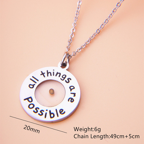 Collar De Acero Inoxidable Grabado Con Semillas De Mostaza