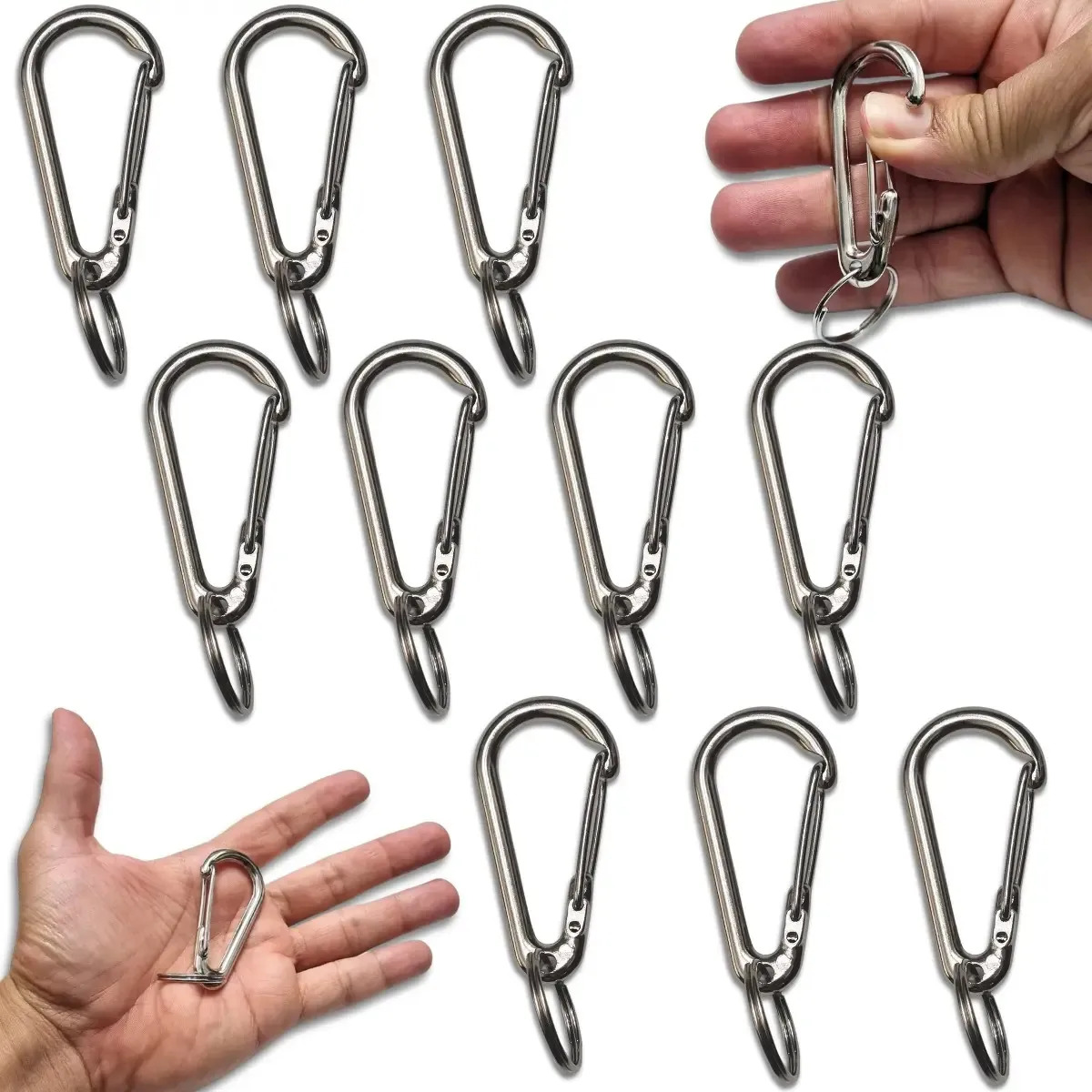 10 Chaveiro Mosquetão Metal Gancho Atacado Carro Coleira Pet