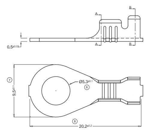 1000 Terminales Ojal. Diametro Ext 9,5mm Int 5,3mm