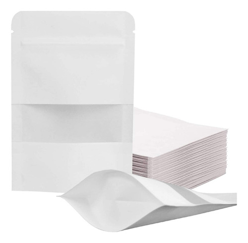 Bolsa Stand Up Con Ventana - 16x24cm (250g), 100pz Blanca