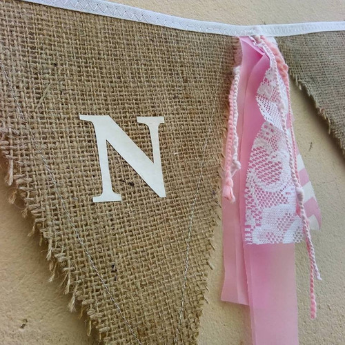Imagen 1 de 10 de Banderines Arpillera Nombre Personalizados Cumpleaños Letra