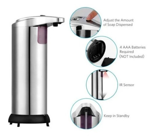 Imagen 3 de 4 de Dispensador De Jabón Y Gel Antibacterial Automático 280 Ml