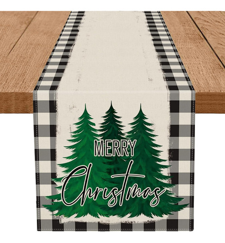 Camino De Mesa De Navidad A Cuadros, Árbol De Navidad De 13