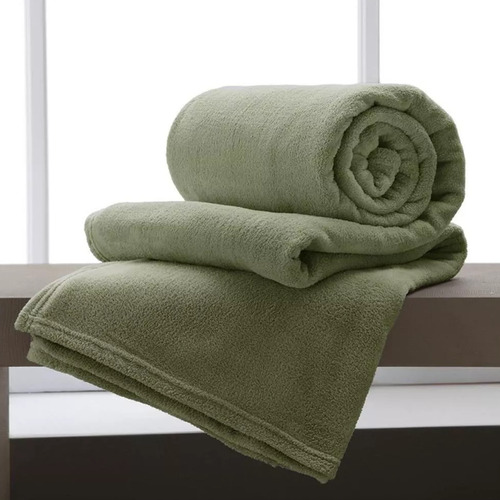 Cobertor manta casa enxovais microfibra 2 corpos verde sage com design liso De 2.0 M X 1.80 M