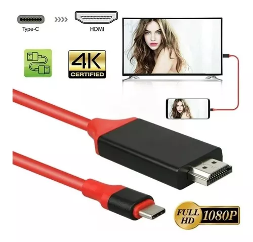 Cable adaptador de corriente USB/tipo C a HDML, 5.5 pulgadas USB ca Hdmi,  cable de alimentación divisor HDML para monitor de teléfono portátil (rojo)