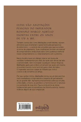 Meditações: de Marco Aurelio Editorial Edipro tapa mole 2019