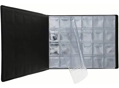 Álbum De Colección De Monedas De Cuero – 240 Bolsillos, 2 Libros De 120 Páginas, Portátil Y Duradero, Ideal Para Monedas, Medallas Y Fichas (Negro Y Rojo)