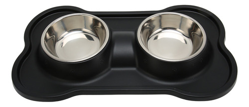 Cuenco Doble Para Perros, Diseño De Borde Elevado De Acero I