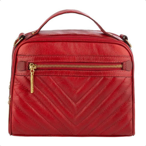 Bolsa De Mão Em Couro Liso Lara Cor Vermelho