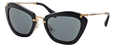 Miu Miu Mu10ns 1ab1a1 55m Negro/griy Gato Gafas De 4x7wo