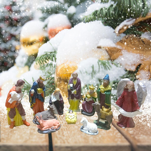 Juego De Pesebre Colorido De 12 Piezas Adornos Escena De