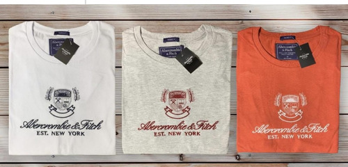 Remera Abercrombie & Fitch Cuello Redondo Bordado Escudo 