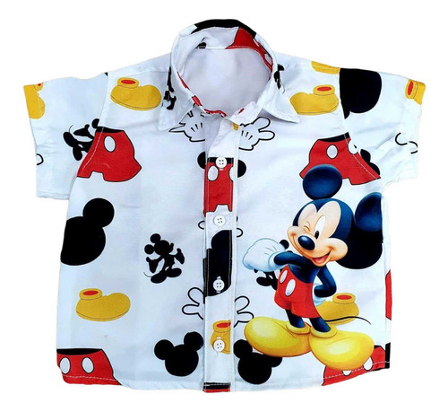 Camisa Social Mickey Aniversário Festa Infantil Menino