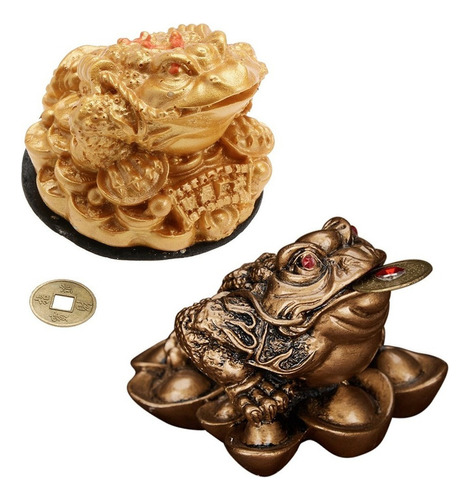 2 Pcs Feng Shui Dinero Suerte Fortuna Riqueza Rana China