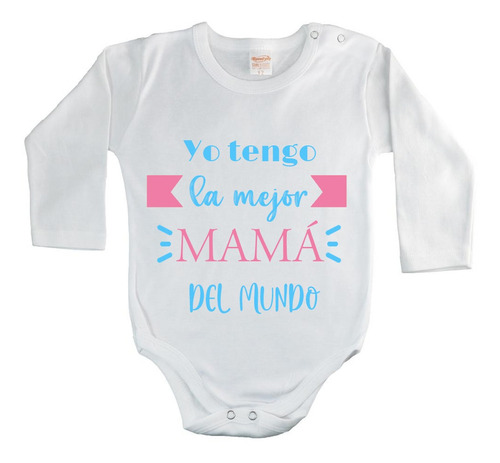 Body Bebé Mamá Frase Personalizado Manga Larga