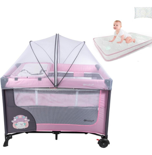 Cuna Plegable Para Bebe Con Mosquitero Y Cambiador Ebaby