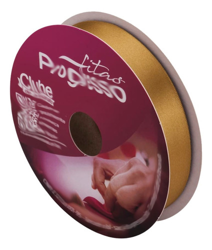 Fita De Cetim Progresso Diversas Cores N°5 22mm 50m - 1 Rolo Cor 1353 - Dourado