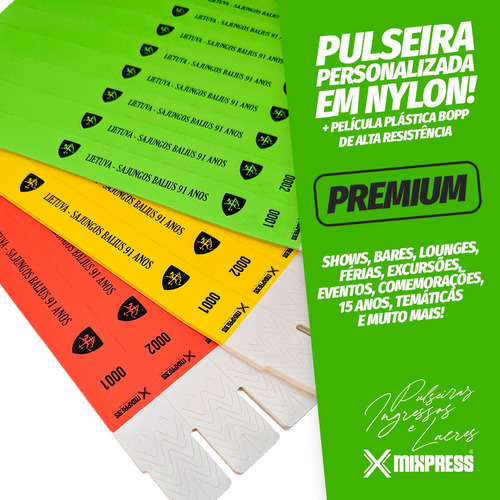 Pulseira Identificação Nylon Impressão Premium . 500 Unids