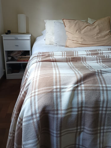 Manta Decorativa Pie De Cama Escocesa 200x140 Cm Camel Y Blanco Escocés