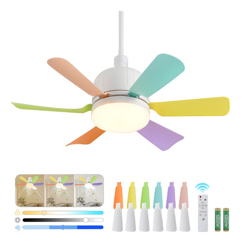 Ventilador de Techo con Luz LED y Control Remoto, 6 Aspas Silencioso - 3 Velocidades, Ahorro Energético, Fácil Instalación para Sala/Dormitorio/Interior