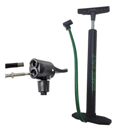 Inflador Pie P/bicicleta Donca Doble Pico-eggobike Negro