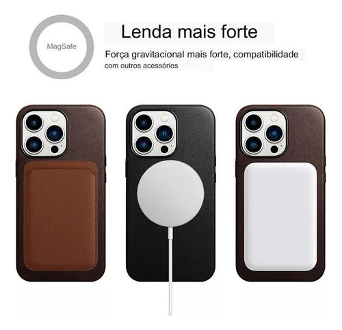 Sun Capa Magsafe Para iPhone 13 Normal Luxuosa Couro Genuíno