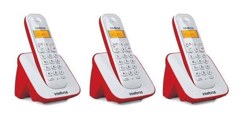 Kit Telefone Sem Fio Ts 3110 + 2 Ramais Vermelho Intelbras