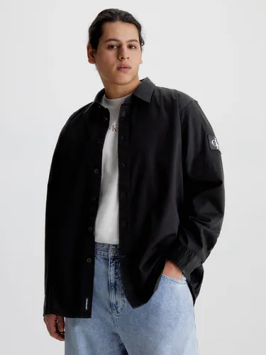 Camisa Holgada De Sarga De Algodón Negro Calvin Klein