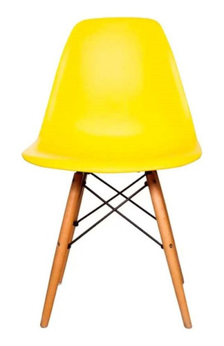 Silla Amarilla Eames Milan Con Patas De Madera