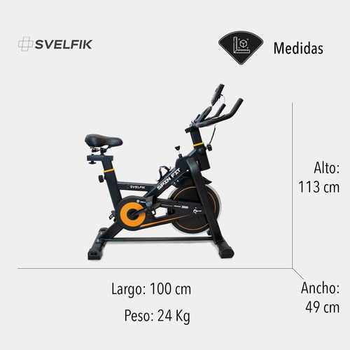 Bicicleta fija Svelfik Spin Fit para spinning color negro y naranja