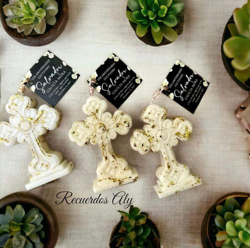10 Velas Forma De Cruz Vintage Aromáticas Para Bautizo