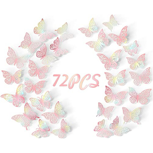 Decoración De Pared De Mariposa 3d-72 Pcs 3 Tamaños 6 6whzh