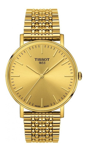 Reloj Tissot T-classic Everytime Small Esfera Dorada Boleta Color de la correa Oro Color del bisel Oro Color del fondo Champagne