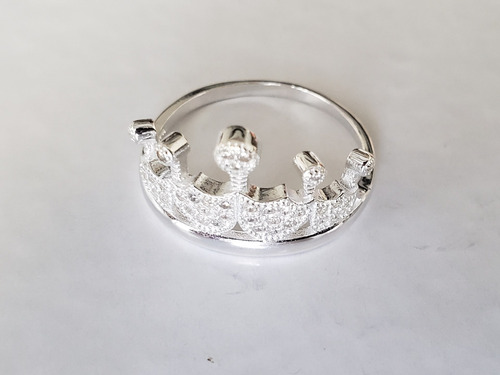 Imagen 4 de 7 de Anillo Plata 925 Modelo Corona Brillante