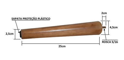 Imagem 2 de 2 de Kit 4 Pe Palito 25cm + Chapinha Chapa Inclinada Metal Jt