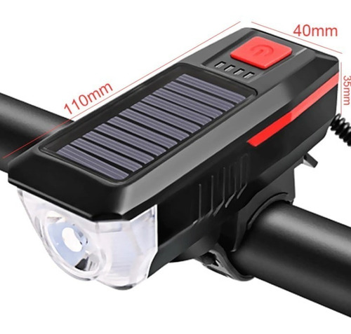Imagen 9 de 10 de Luz Led Solar Recargable Para Bicicleta Con Bocina Stgo.