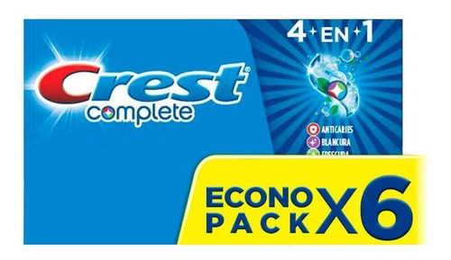 6 Pack Pasta Dental Crest Complete 4 En 1 Menta Suave 100ml