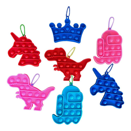 Imagen 2 de 7 de Mini Pop It Pack X5 Silicona Popit Colgante Nacional