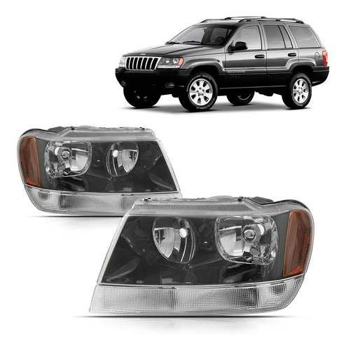 Par Farol Grand Cherokee Laredo 99 00 01 Duplo Mascara Negra