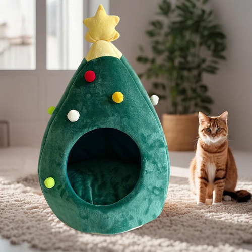 . Nido Para Gatos Semicerrado Con Forma De Árbol De Navidad