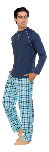 Pijama Caballero Playera Manga Y Pantalón Conjunto Algodón