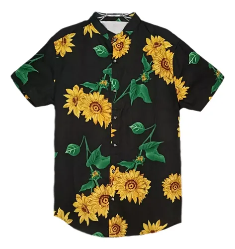 Camisa negra con girasoles hotsell