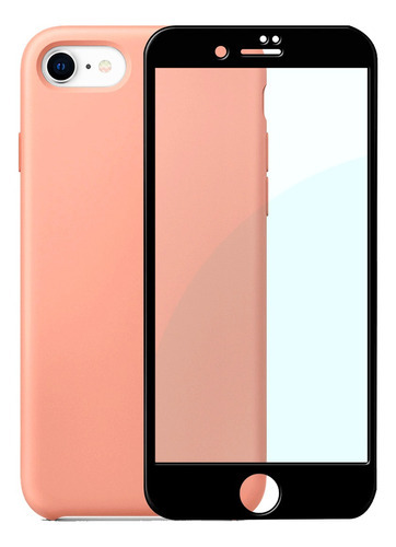 Capa Capinha Silicone Compatível iPhone 7 8 Se + Película 3d Cor Rosa Nome Do Desenho Película Preta