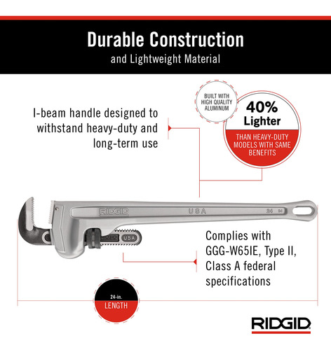Llave De Tubo Ridgid 31105 Modelo 824 61 Cm Gris Gris