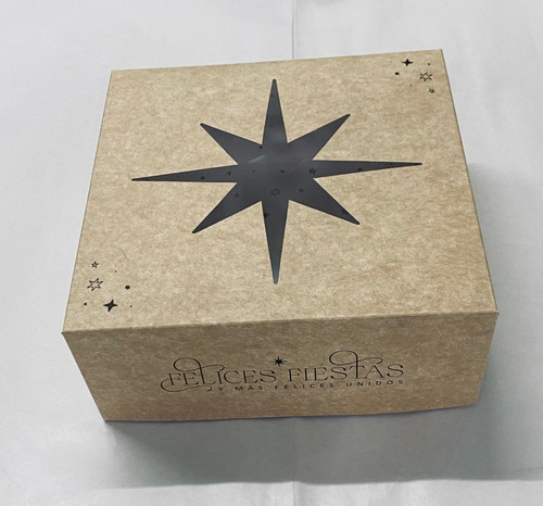 Caja Regalo Navidad Con Visor Estrella 22x22x9 X 10 Unidades